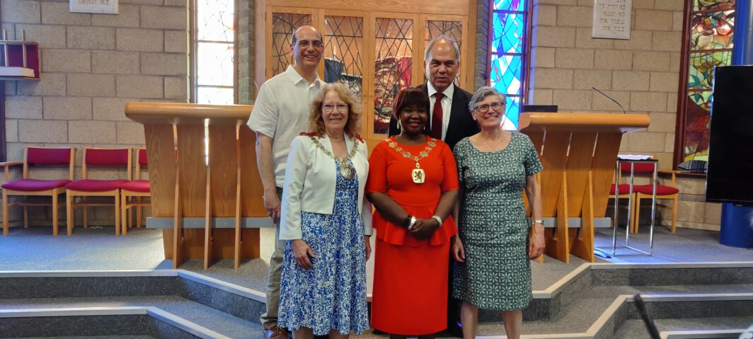 Rabbis Richard and Margaret Jacobi with MP and Mayors