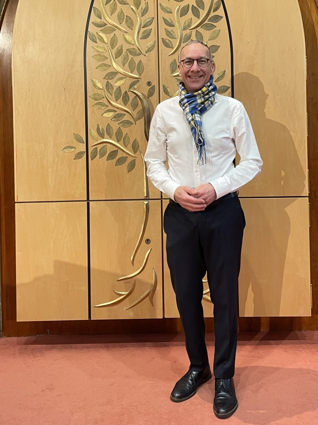 Rabbi Aaron Goldstein in Tartan Ukrainian scarf