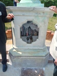 A close-up of the Memorial Fountain